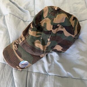 Hobby Lobby Camo Distressed Baseball Cap in Green, Brown, Black